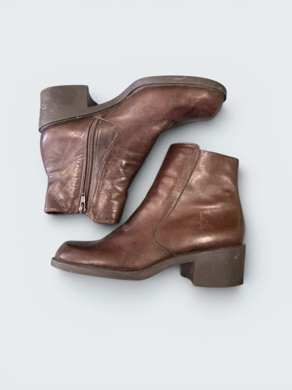 Bandolino Dark Brown Zip Up Leather Ankle Booties Size 8.5